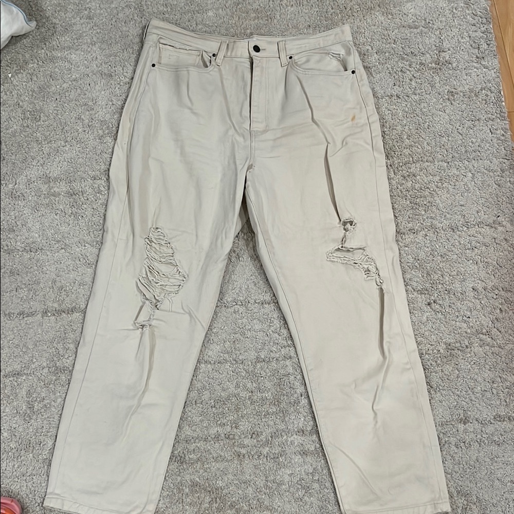RSQ URBAN OUTFITTERS womens Cream Distressed Jeans